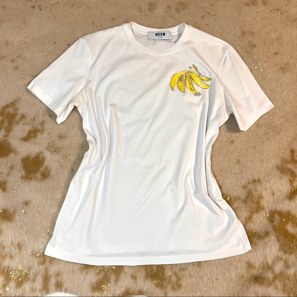 MSGM Milano T-shirt with Banana Embroidery